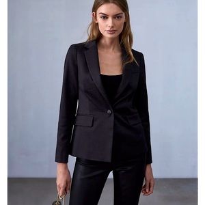 REISS Turner Textured Blazer Navy Blue US Size 4 Single Button Closure